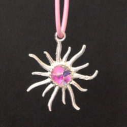 Pendentif soleil rose crackle
